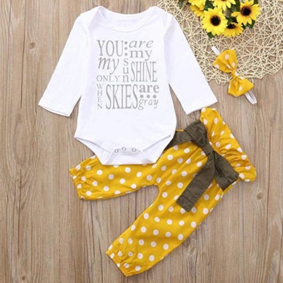 Other - Baby girl Sunshine set outfit onesie pants bow new